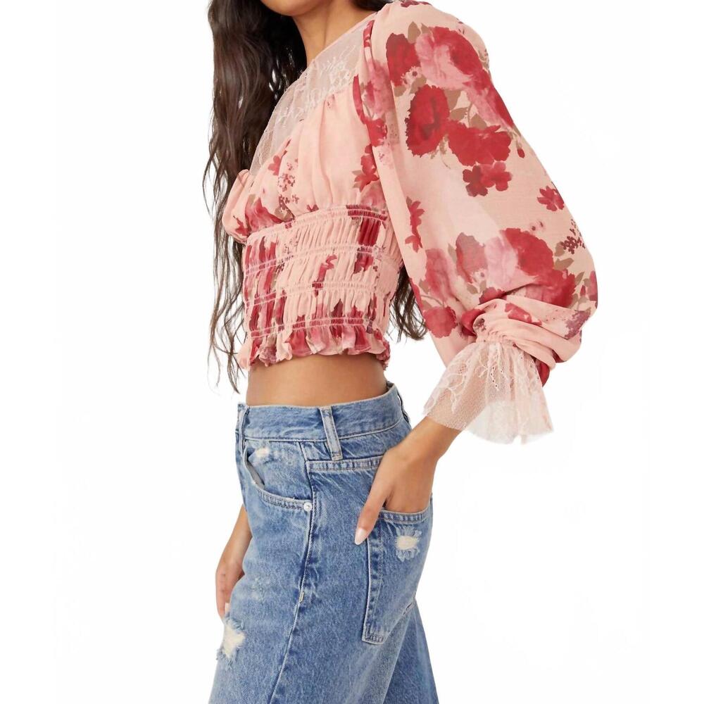 NEW FREE PEOPLE daphne blouse in romantic combo - Picture 3 of 4